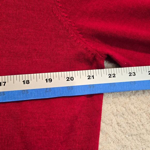 Calvin Klein 100% Extra Fine Merino Wool Red V-neck Pullover Sweater Men's XL - Picture 5 of 8